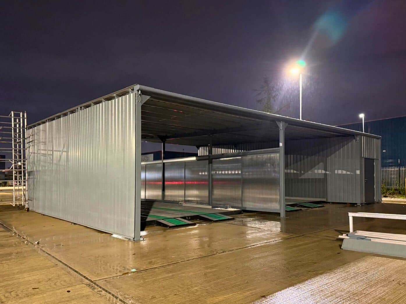 Example of jet wash enclosures made by Alotek Shelters