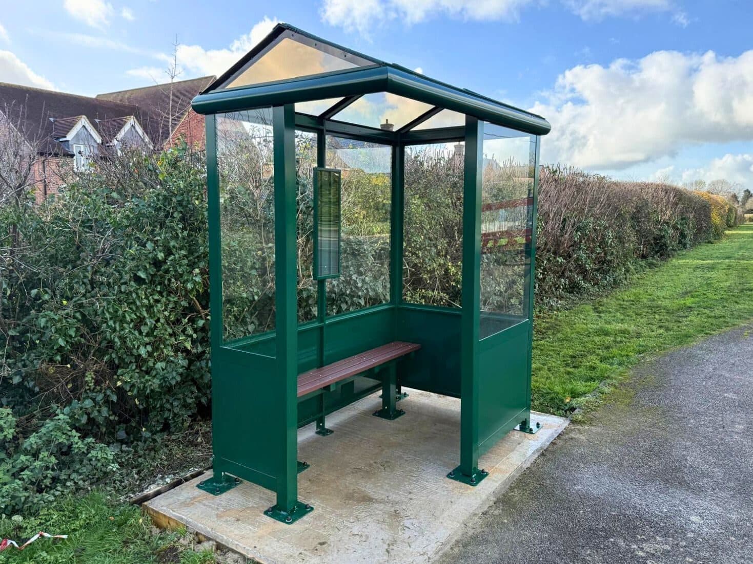 Example of parish & council bus shelters made by Alotek Shelters