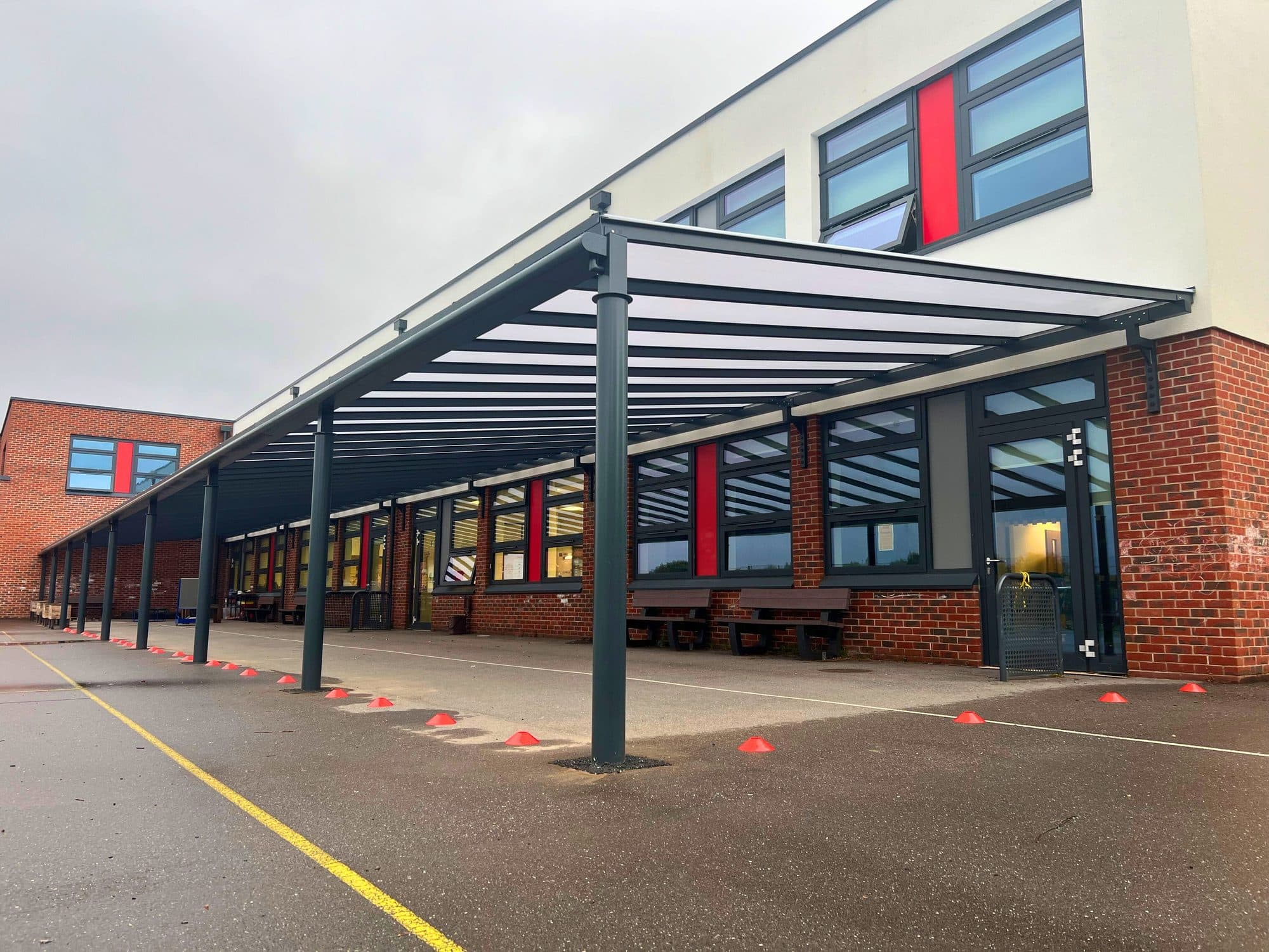 Example of school & business canopies made by Alotek Shelters