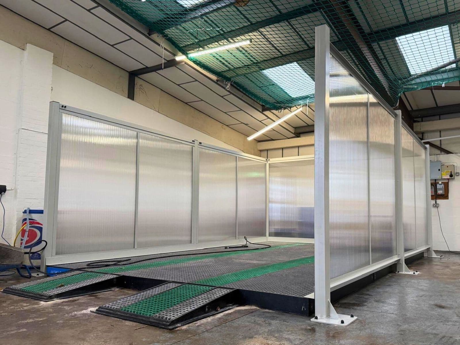 Example of jet wash screens made by Alotek Shelters