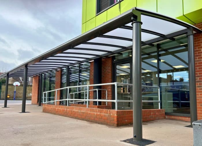 Example of covered walkways made by Alotek Shelters